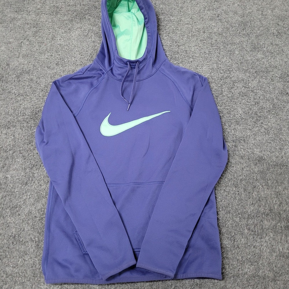 Nike Hoodie Womens Size XS Purple Dri-Fit Pullover Mint Green Swoosh Athletic